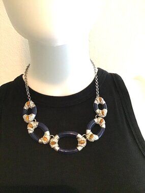 BEAUTIFUL WOMEN STATEMENT SILVER/BLUUE NECKLACE